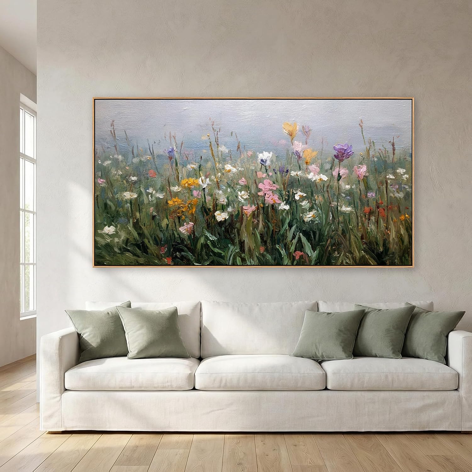 Abstract Wildflower Meadow Canvas Wall Art, Framed