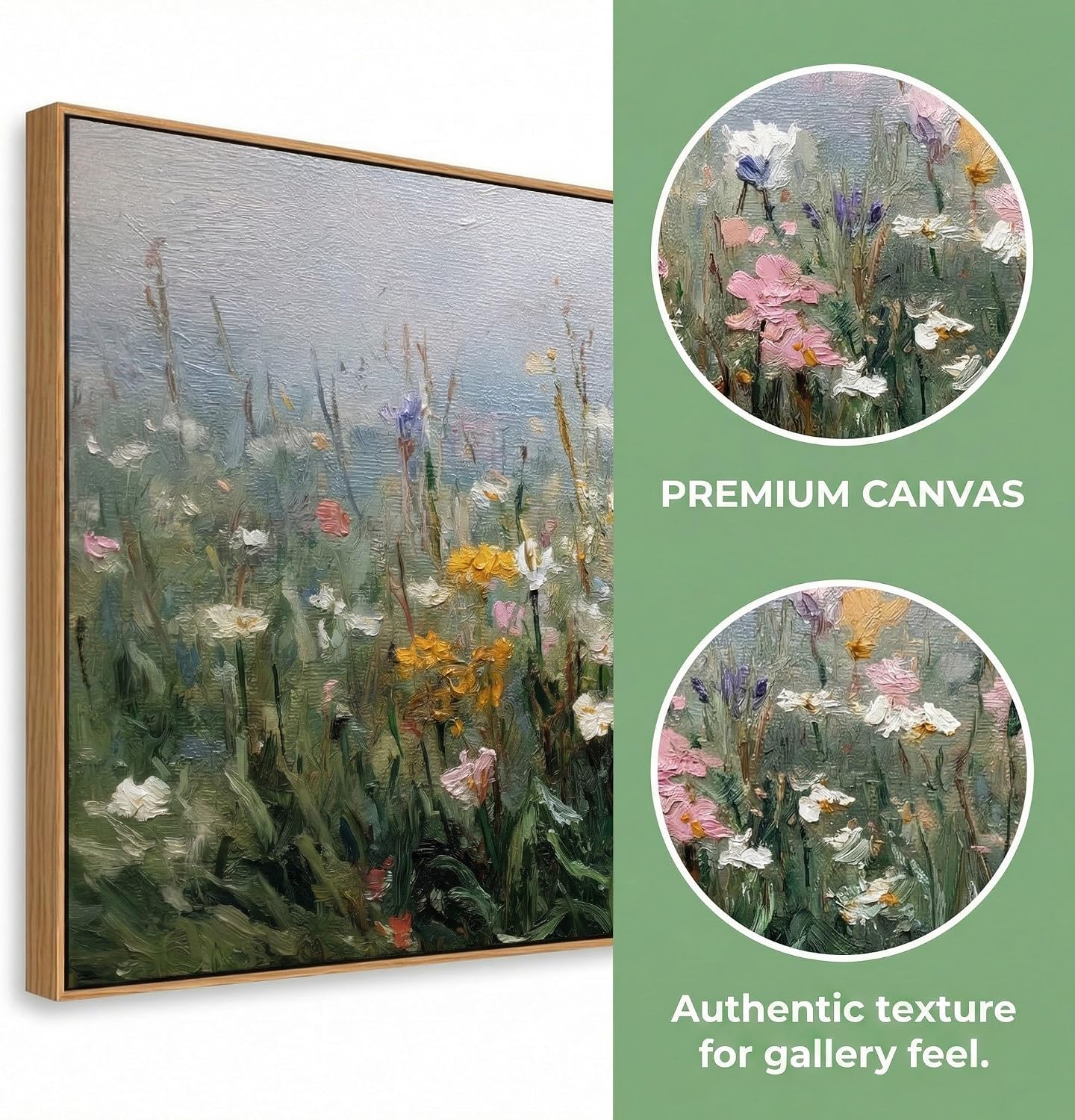 Abstract Wildflower Meadow Canvas Wall Art, Framed