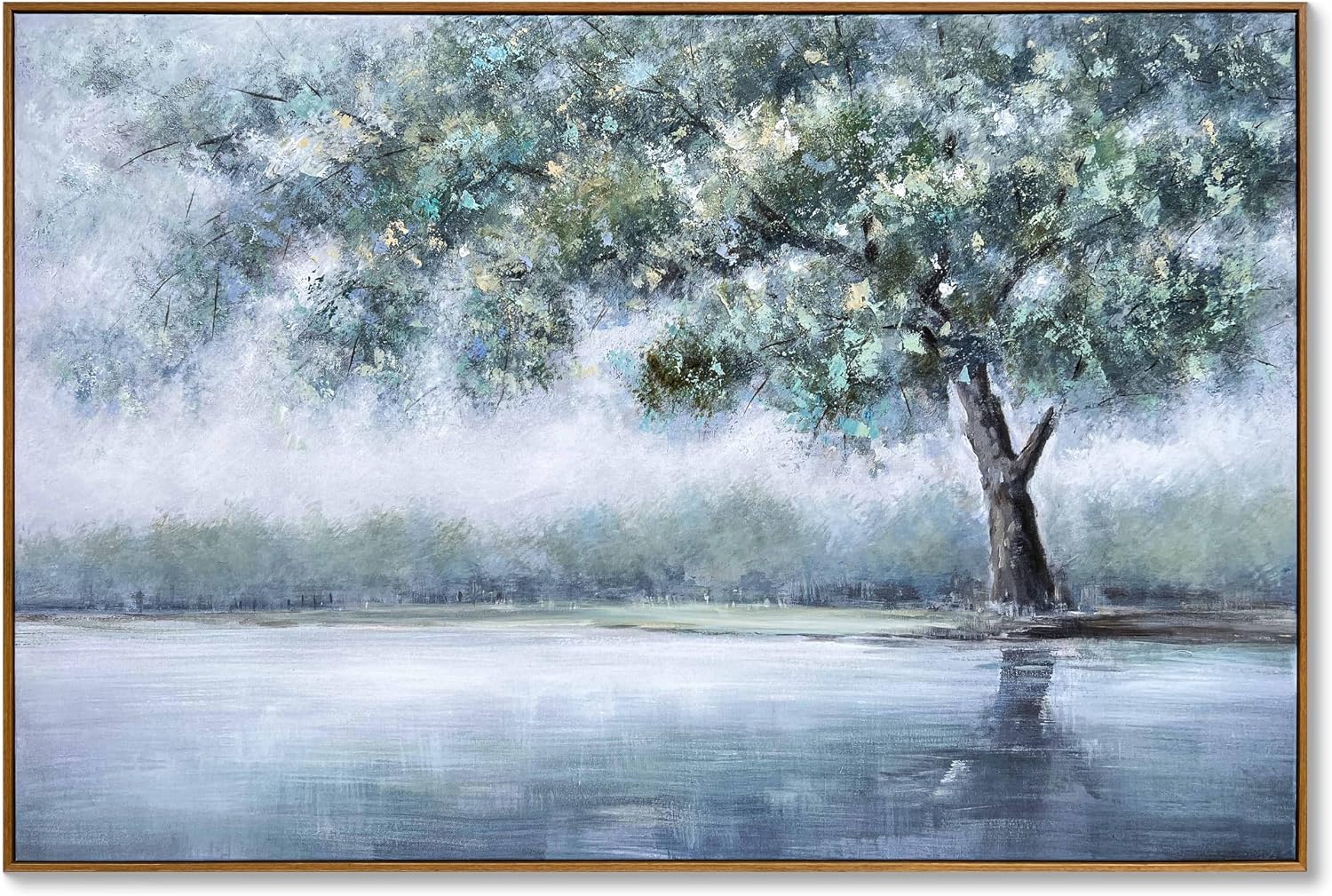 Framed Textured Canvas Wall Art, 24 x 24 inch, Neutral Abstract Landscape