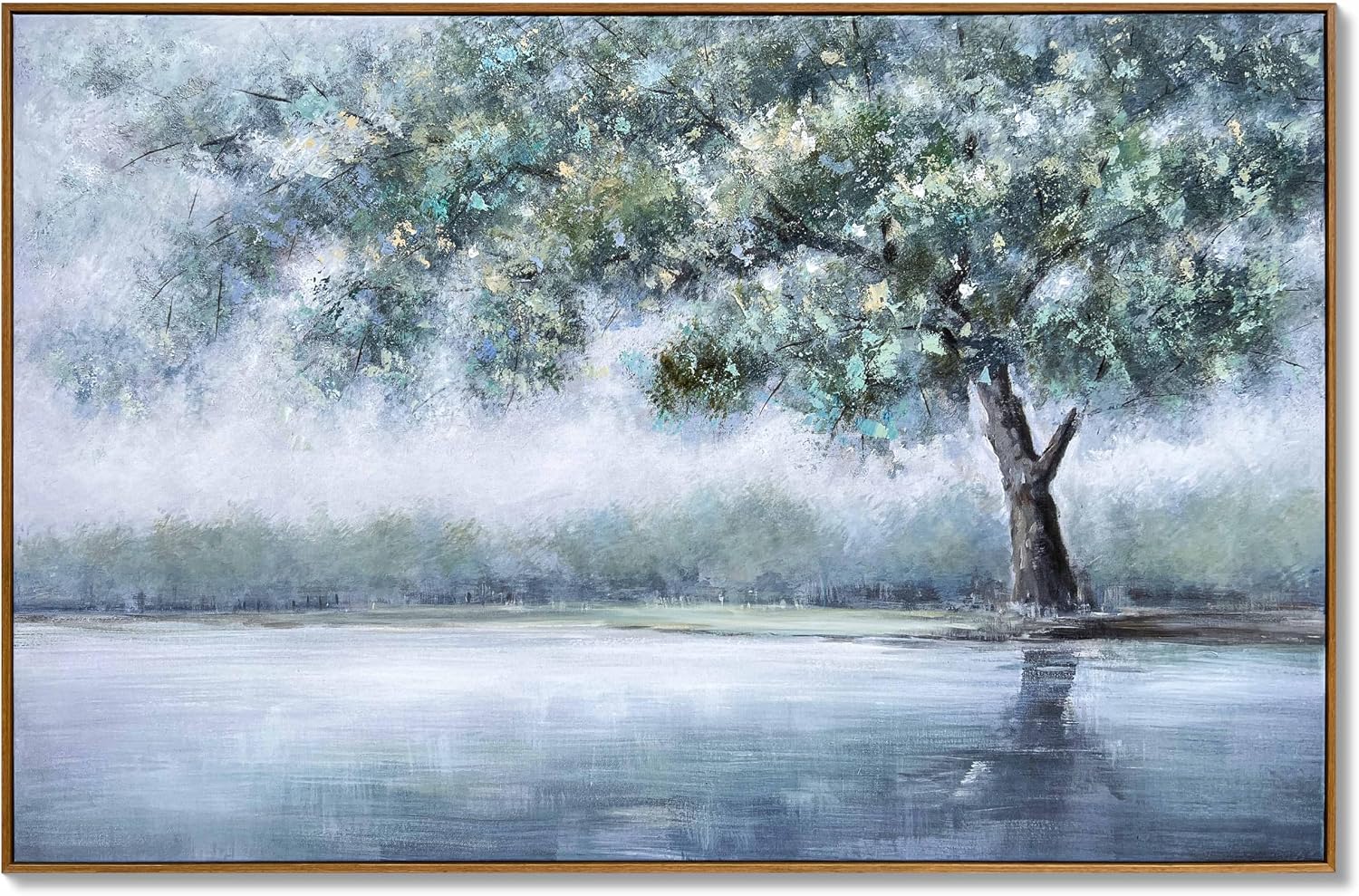 Framed Textured Canvas Wall Art, 24 x 24 inch, Neutral Abstract Landscape