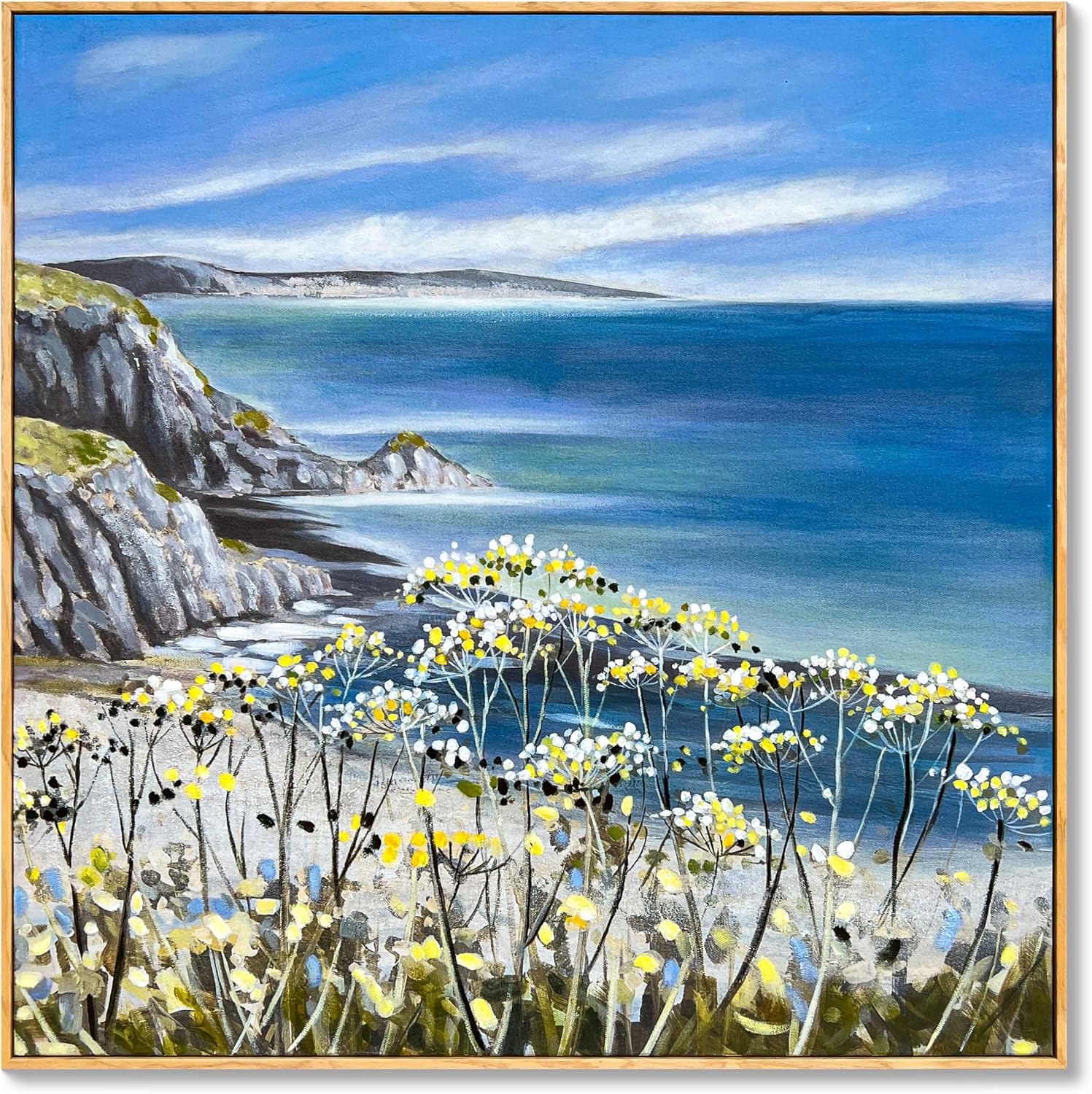 Framed Textured Canvas Wall Art, 24 x 24 inch, Neutral Abstract Landscape