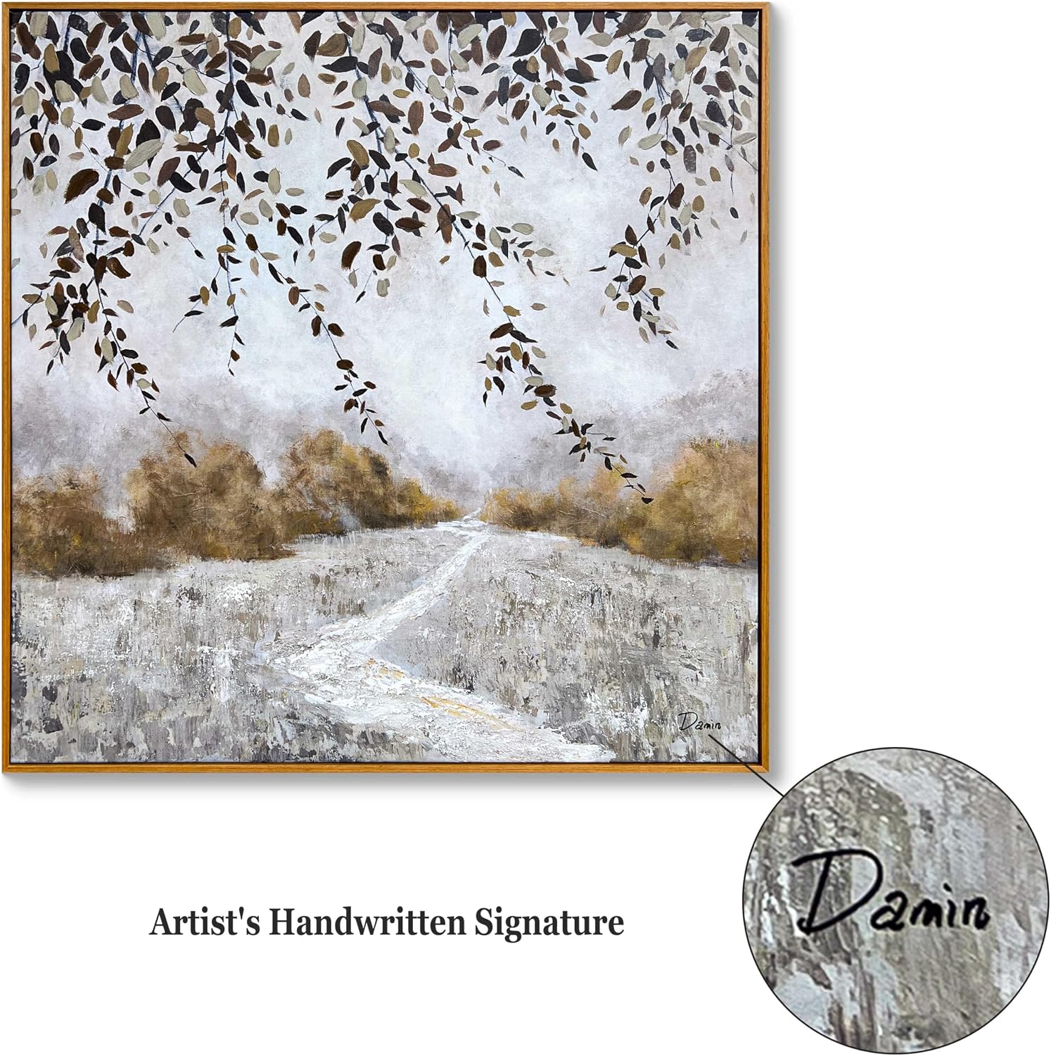 Framed Textured Canvas Wall Art, 24 x 24 inch, Neutral Abstract Landscape